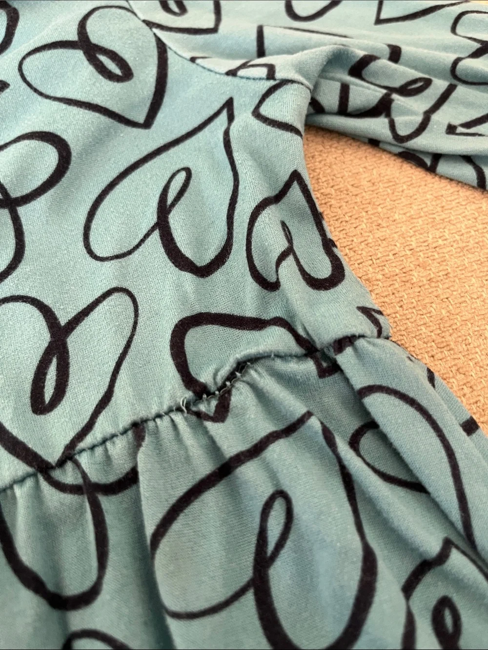 💙5 for $10💙 Girls Light Blue Heart-Print Long Sleeve Casual Dress 6